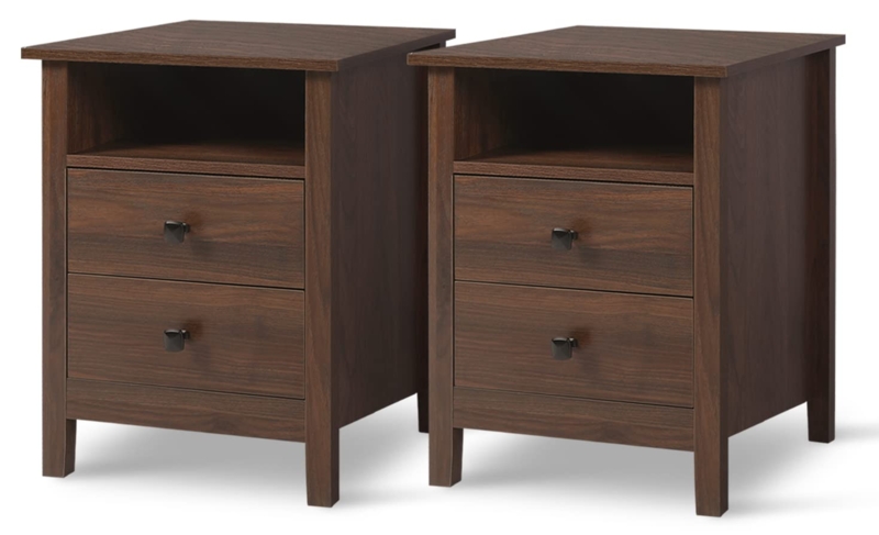 Amazon.com: LTMEUTY Set of 2 Nightstand - Bedroom Bedside Tables, Wooden  Nightstands with Drawers (Brown, 2-Drawer) : Home & Kitchen