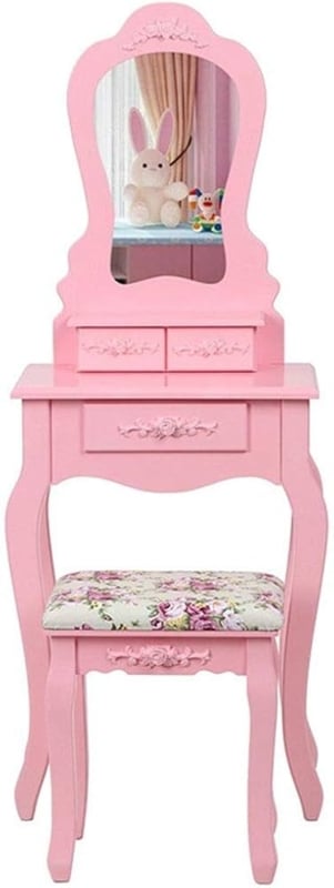 Amazon.com: Makeup Table Set with Mirror Stool Storage Organizer for Home  Bedroom Chic Furniture Pink Vanity Set (Color : Pink Size : 50 * 30 *  136cm) : Home & Kitchen