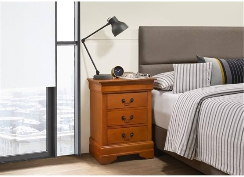 Amazon.com: MAKLAINE Contemporary Nightstand, 29 x 21 x 16 in, Oak Finish,  3 Dovetailed Drawers, Wood Veneers, Fully Assembled, Bedroom Storage  Furniture : Home & Kitchen