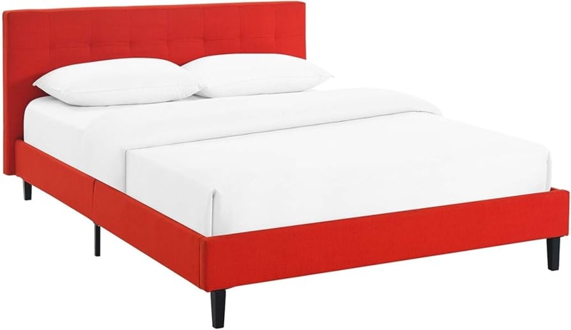 Amazon.com: Modway Linnea Upholstered Atomic Red Full Platform Bed with  Wood Slat Support : Home & Kitchen