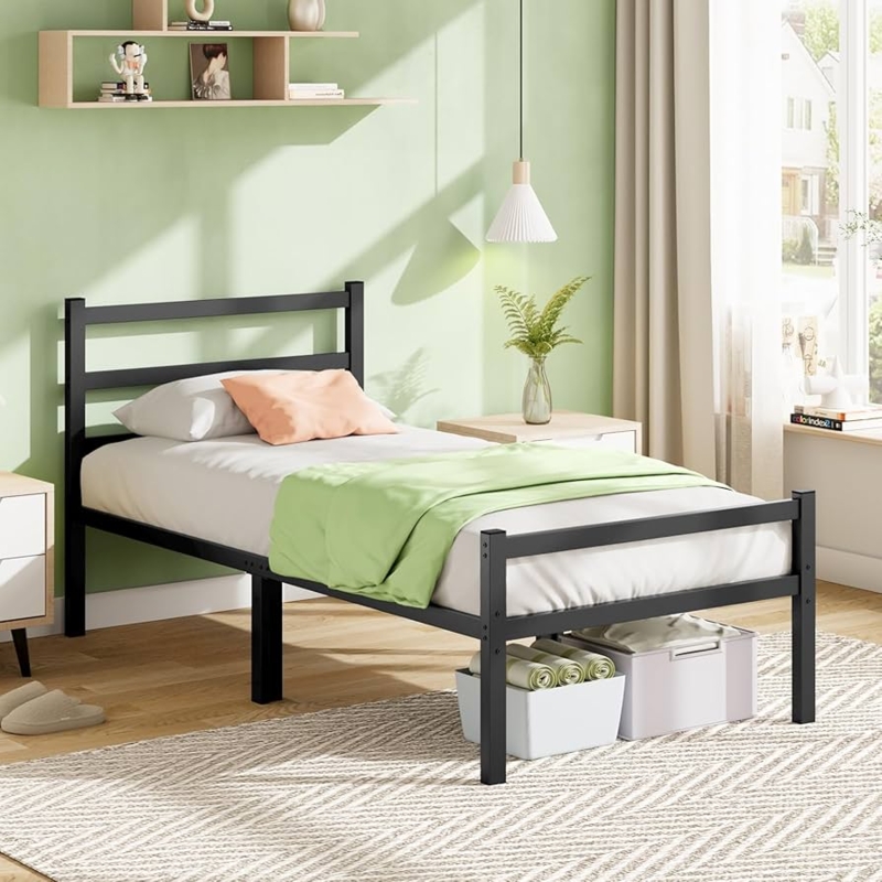 Amazon.com: Mr IRONSTONE Twin Bed Frames with Headboard and Footboard, 14  Inch Heavy Duty Metal Platform Bed Frame Twin Size Support up to 2000LBS, Single  Bed Frame No Box Spring Needed, Underbed