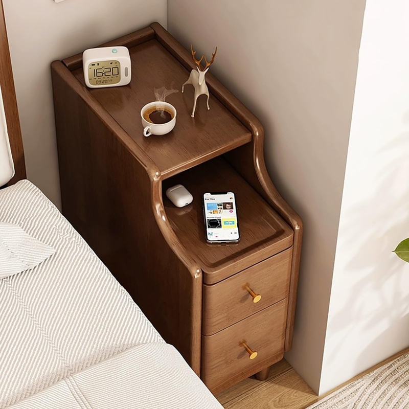 Amazon.com: Narrow Nightstand for Bedroom, Solid Wood Bedside Table with 2  Drawers & Open Sliding Shelf, End Side Table Mid Century Modern Night Stand  for Small Spaces (20x40x50cm(8x16x20in), Brown) : Home &