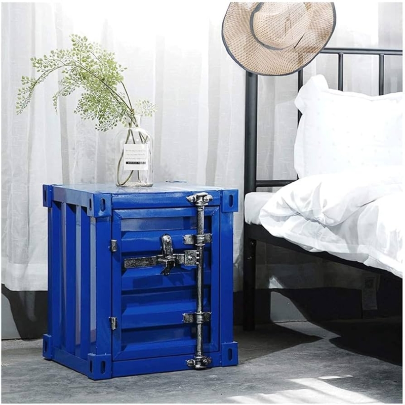 Amazon.com: Nightstand Bedside Table Night Stands Wrought Iron Bedside Table  Container Industrial Wind Nightstand with Lock Storage Cabinet Creative  Bedside Cabinet Night Table Bed Stand (Color : G-Blue) : Home & Kitch