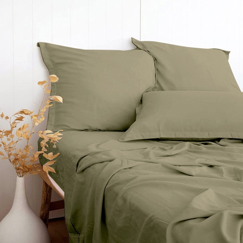 Amazon.com: Olive Green Linen-Textured Bed Sheets Set, Bamboo Rayon , Cotton  , Linen Blend Bed Sheets King Size, Soft Cool & Breathable for Hot  Sleepers,Durable Natural Organic Bed 15'' Deep Pocket -