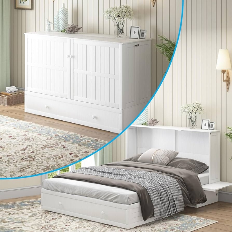 Amazon.com: PUREMIND Queen Murphy Bed with Storage Drawers, Murphy Cabinet  Bed with Mattress Included, Hideaway Chest Beds with Built-in Charging  Station, Space-Saving Wall Beds for Bedroom : Home & Kitchen