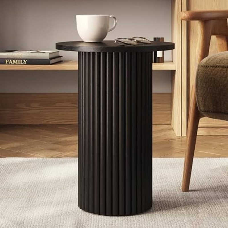 Amazon.com: Stead Round Fluted Accent Side Table - Slim Fluted Accent Piece  for Narrow Spaces - Oak End Table for Living Room & Bedroom - 13" Round  Top, Blackened Oak Finish :