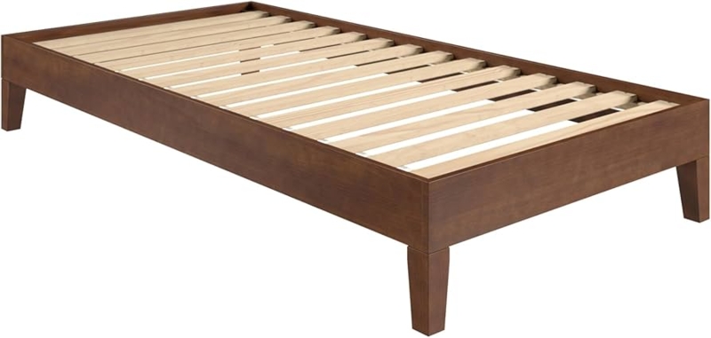 Amazon.com: Steve Silve Co Nix Twin Platform Bed, Transitional,  Contemporary, Traditional, 14-Slat Support System, 6.5-Inch Under Bed  Clearance, Hand-Stained Natural Finish, 77.01" L x 40.47" W x 12.24" H,  Brown : Hom