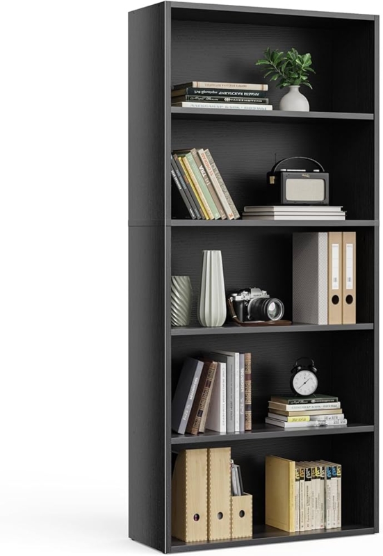 Amazon.com: Sweetcrispy Industrial 5 Shelf Bookcase - Large 53 Inch Tall  Floor Standing Open Bookshelf for Home Office, Living Room, and Bedroom  Storage, Classic Black : Home & Kitchen