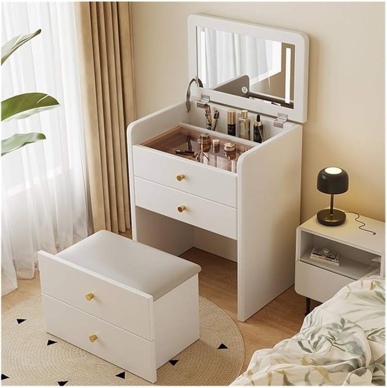 Amazon.com: Vanity Desk Vanity Desk with Flip Top Mirror, Makeup Vanity  Table with Cushioned Stool, Compact Dressing Table, Vanity Set for Bedroom  Makeup Dressing TableWhite : Home & Kitchen