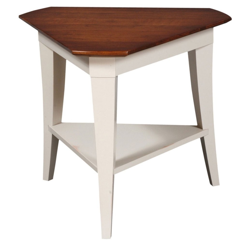 Amish Style Triangular End Table in Light Honey Oak Finish