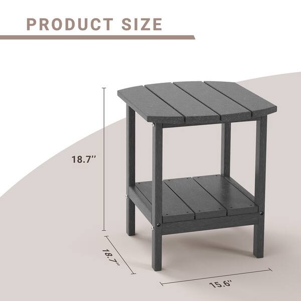 Aqua Blue Outdoor Side Table Slatted Top Coastal Style