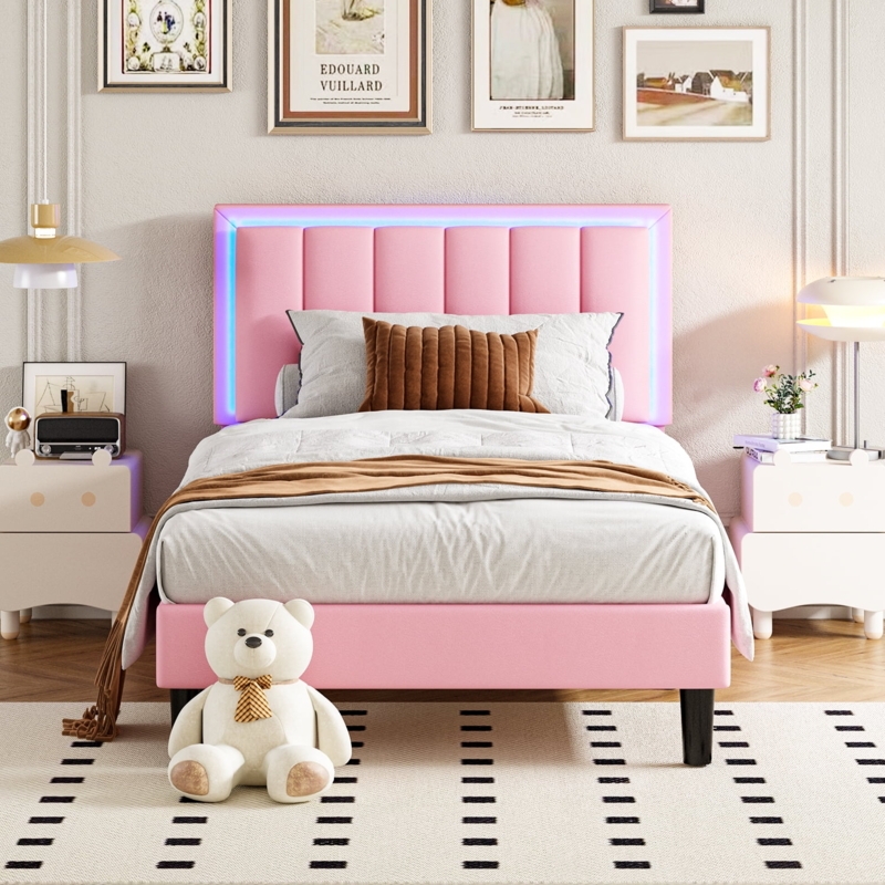 Arched Headboard Bed Frame with Integrated LED Accent Lighting