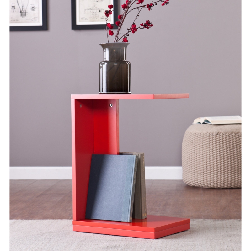 Architectural Geometric End Table with Stacked Box Design and Shelves