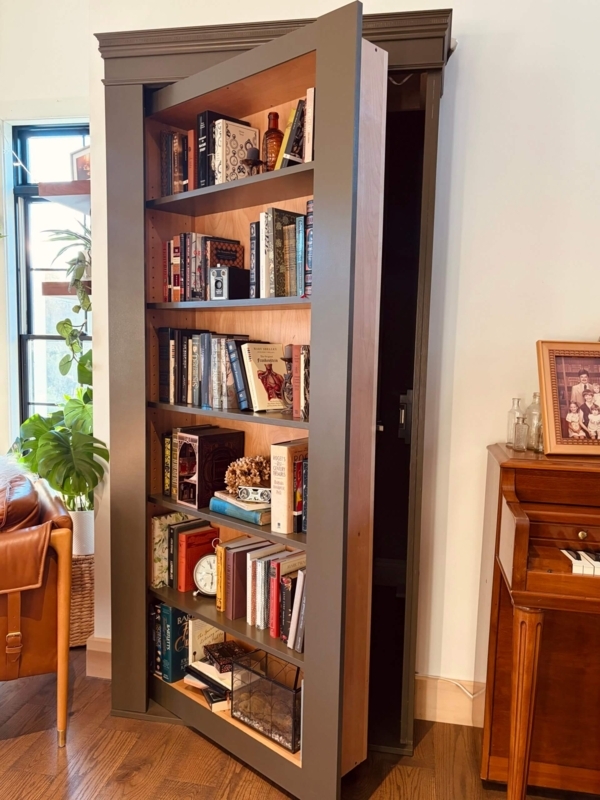 Architectural White Hidden Bookcase Door with Built-In Look