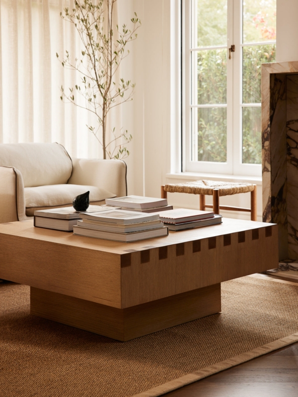 Artisanal Coffee Table Styled with High Contrast Armchairs