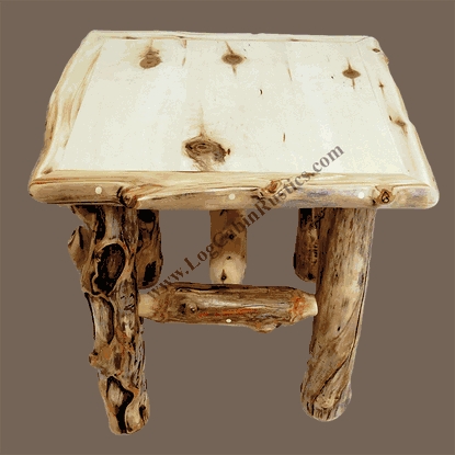 Aspen Log End Table With Gnarly Texture Legs And Slab Top