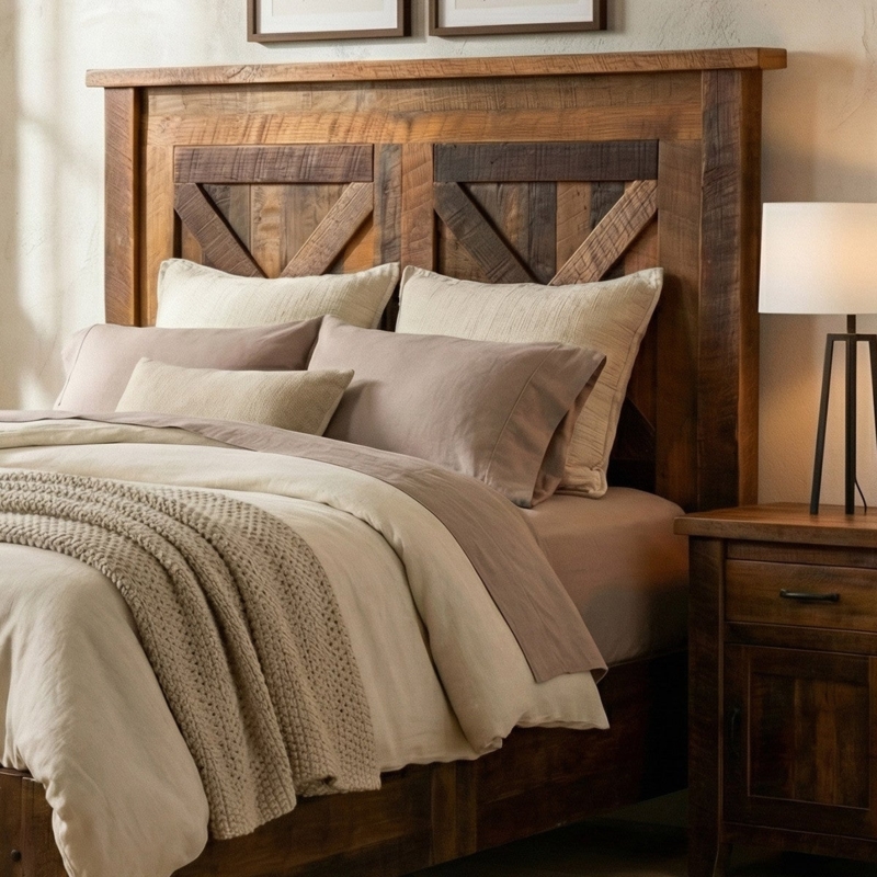 Barn Door Headboard with X-Brace Detailing, Rustic Decor