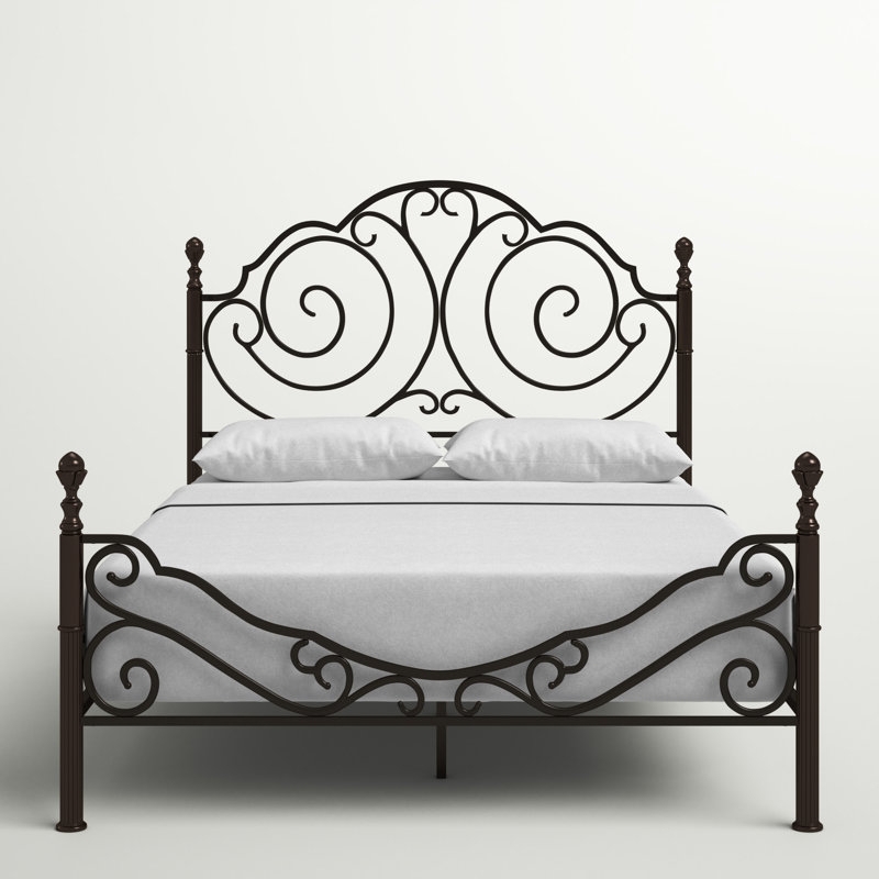Bed Black Metal Spindle Design Open Silhouette Farmhouse