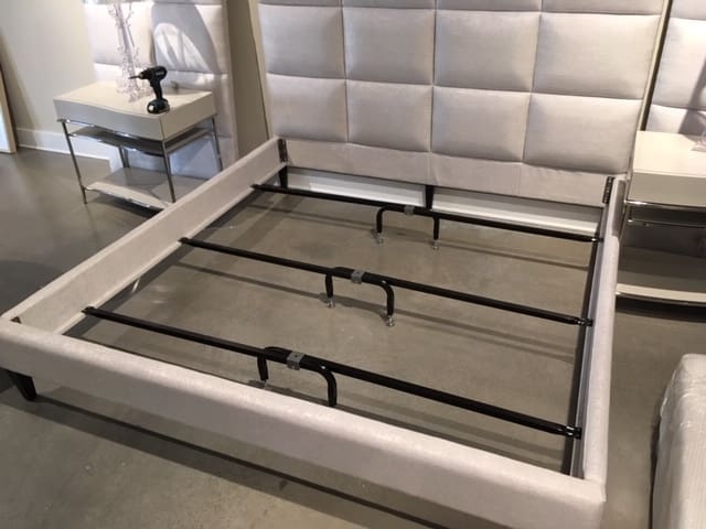 Bed Center Support Adjustable Leveling Feet Black Metal Matte