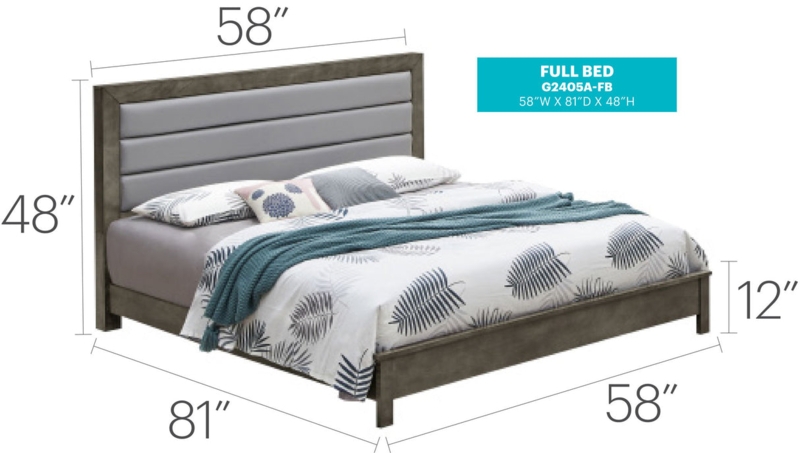 Bed Channel Tufted Wingback Headboard Light Gray Upholstery