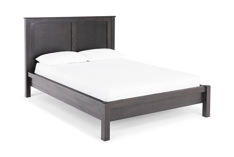 Bed Frame Curved Top Rail Slatted Mission Design Footboard Satin