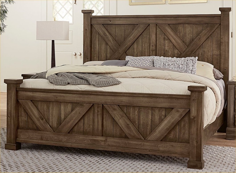 Bed Frame Dark Espresso X Motif Design with Matching Footboard