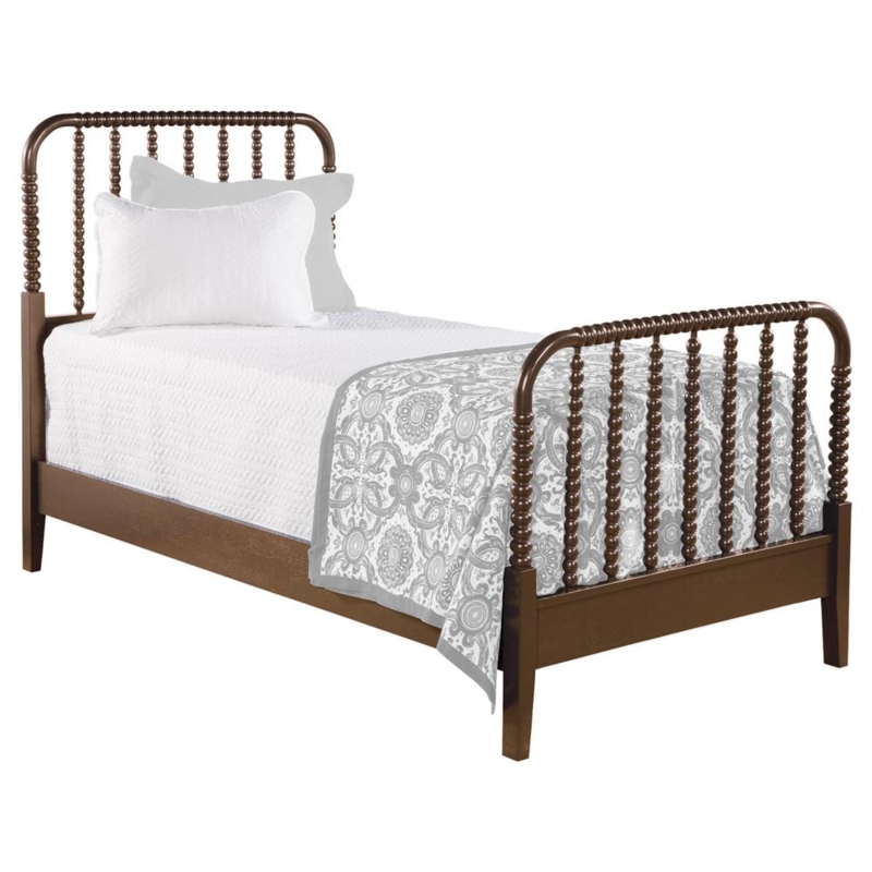 Bed Frame Hazel Brown Wood Spindle Headboard & Footboard Coastal Style