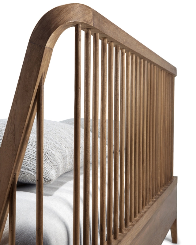 Bed Frame Honey Brown Wraparound Spindle Headboard Tapered Legs
