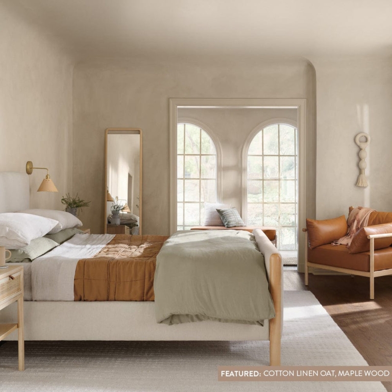 Bed Frame Light Wood Spindle Design High Footboard Scandi Style