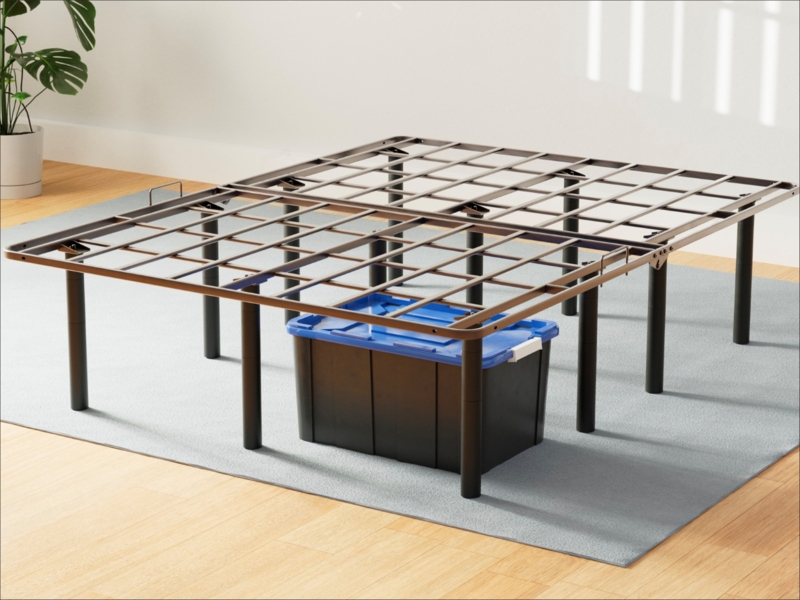 Bed Frame Low Profile Design Recessed Slatted Foundation Metal