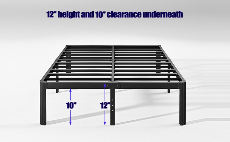 Bed Frame Minimalist Matte Black Metal Rounded Corners Platform