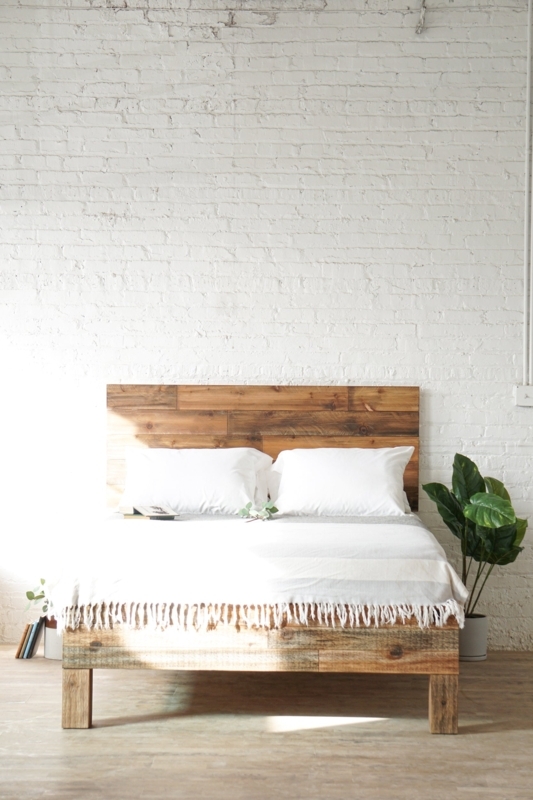 Bed Frame Reclaimed Barnwood with Chunky Timber Posts Rustic Style
