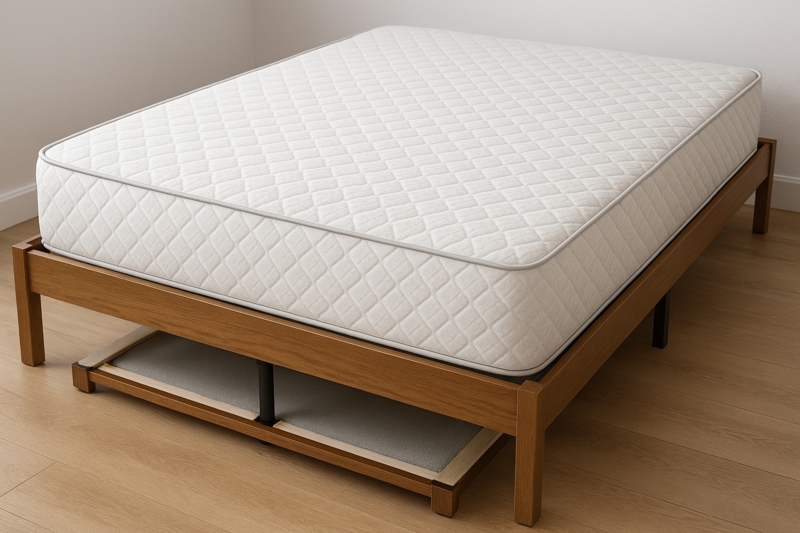 Bed Frame Slat System Center Support Legs Metal Rail Wood Toned