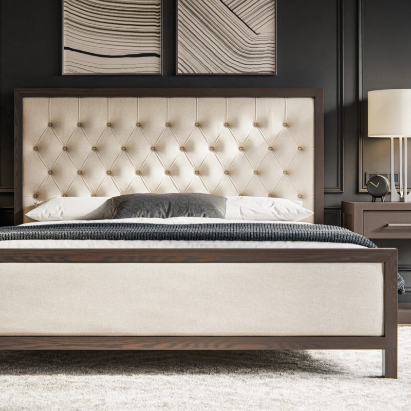 Bed Frame Spindle Headboard Modern Craftsman Oak Accent Wall