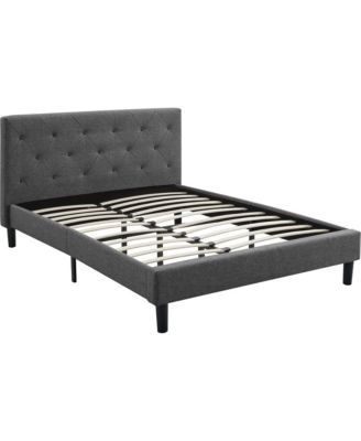 Bed Frame with Vertical Seaming and Wingback Headboard