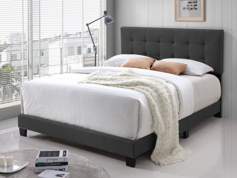 Bed Tall Headboard Minimalist Silhouette Platform Base