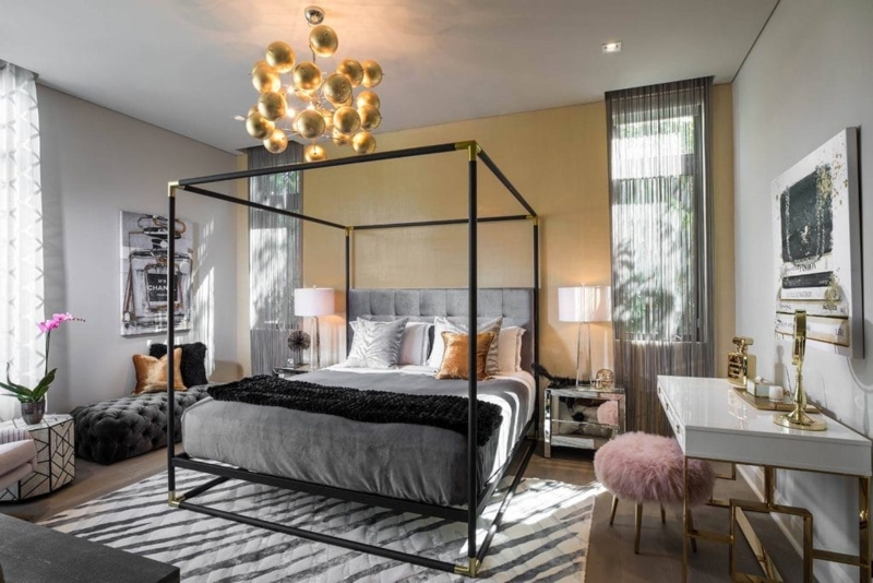 Bed Upholstered Channeled Headboard Idea Neutral Tall Glamorous