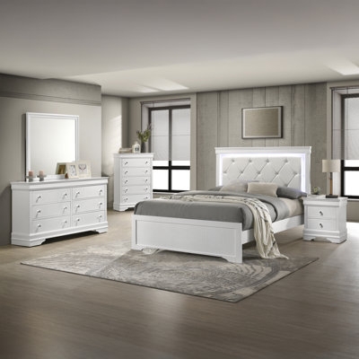 Bedroom Set Channel Tufted Headboard Charcoal Grey Black Minimalist