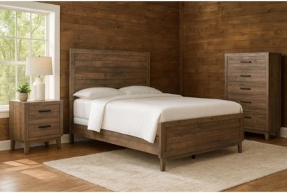 Bedroom Set Contemporary 3-Piece Suite with Block Feet