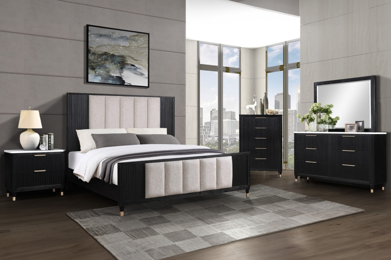 Bedroom Set: Dark Espresso Finish Master Suite with Panel Headboard