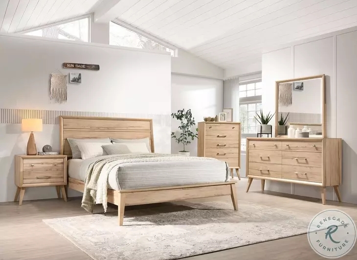 Bedroom Set Horizontal Headboard Paneling Natural Oak Furniture Bar Pulls