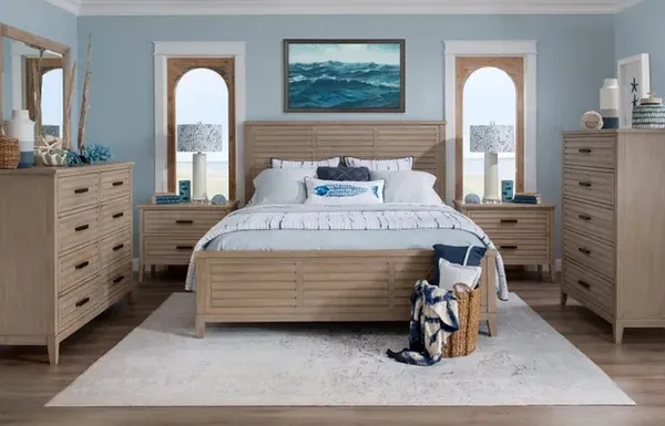 Bedroom Set Matching Storage Tall Chest Light Wood Transitional Decor