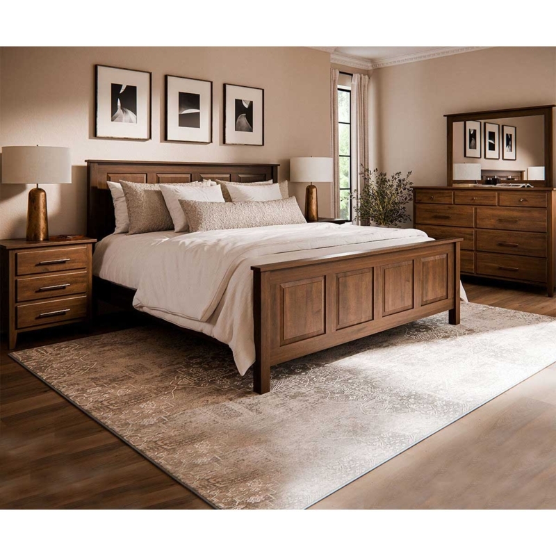Bedroom Set Mid-Century Modern Dark Espresso Tapered Legs