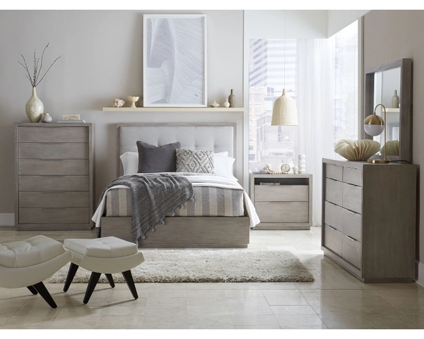 Bedroom Set Mineral Gray Wood Toned Three Panel Headboard Design