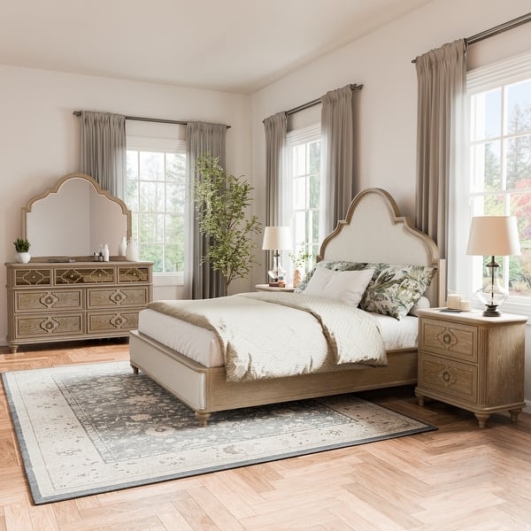 Bedroom Set Oak Plank Panel Detail Minimalist Hardware