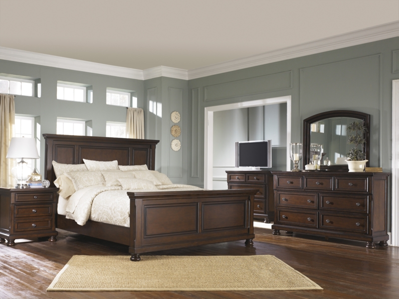 Bedroom Set Rustic Wood Queen Paneled Headboard Distressed Finish