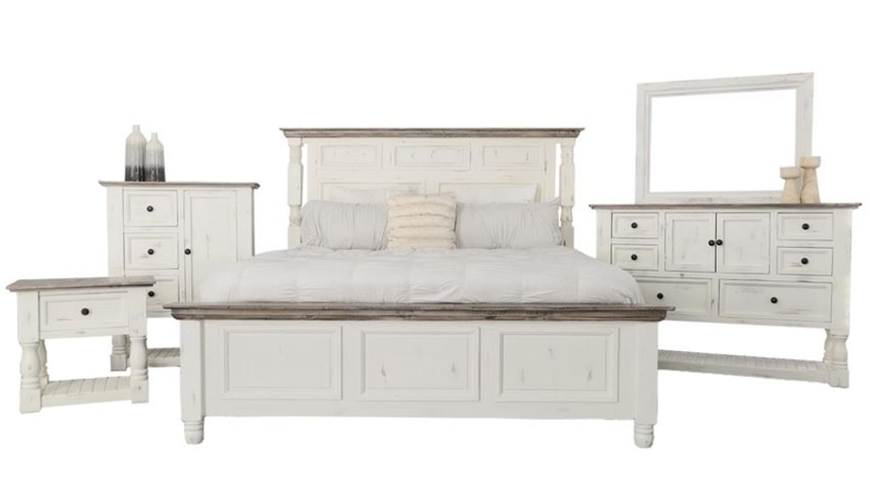 Bedroom Set Vertical Paneling Two-Tone Distressed Modern Farmhouse