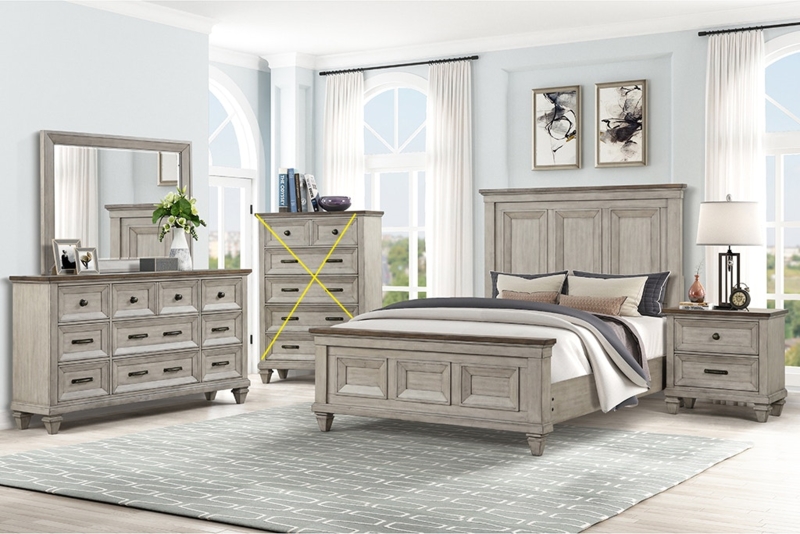 Bedroom Set Weathered Gray Plank Headboard Coastal Farmhouse Style