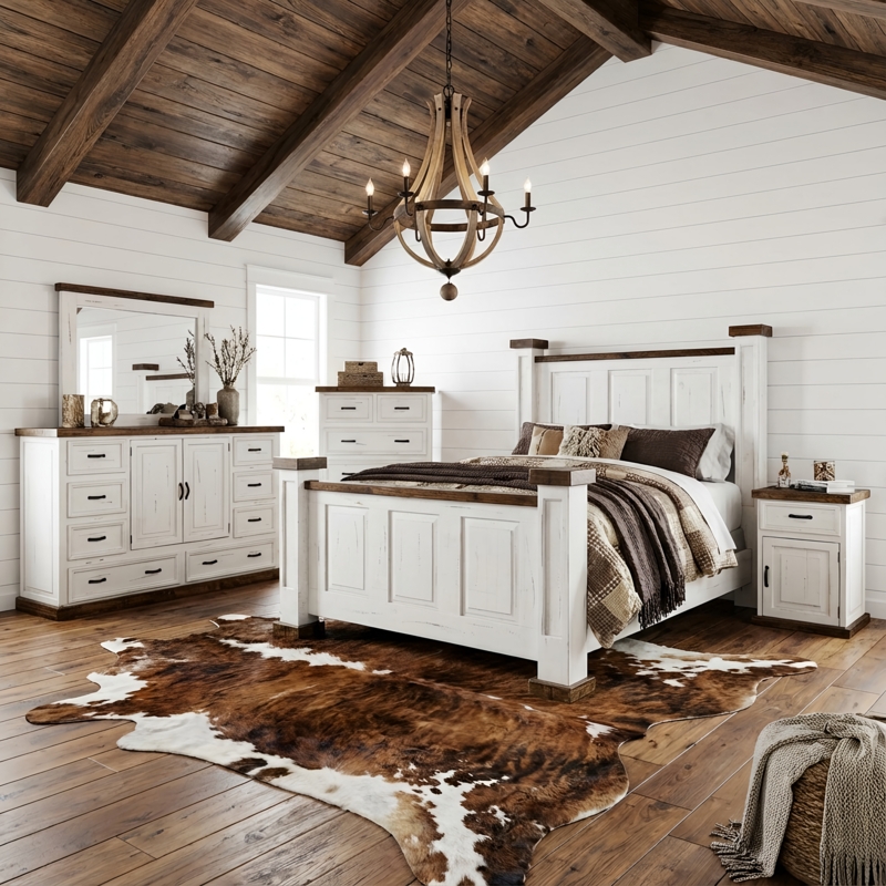 Bedroom Set X-Brace Joinery Chunky Wood Modern Lodge Rustic Farmhouse