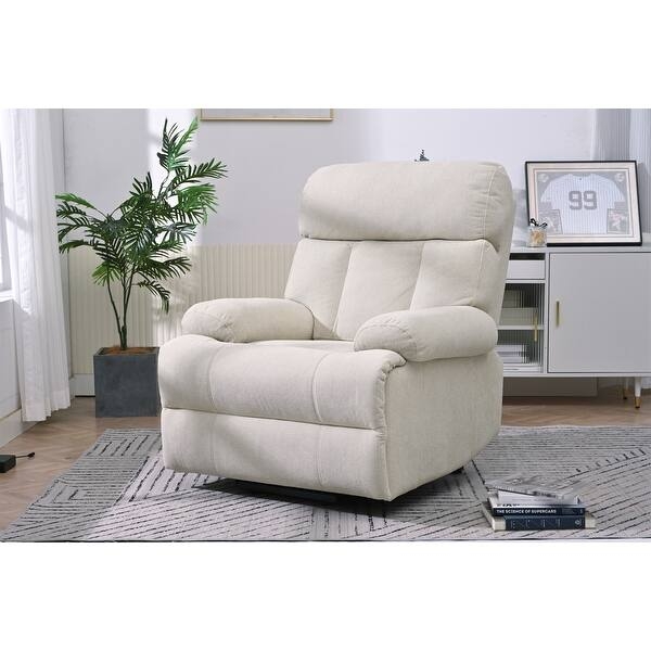 Beige Power Lift Recliner with Oversized Silhouette and Pillow Back